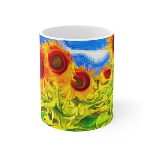 Maui Sunflowers Ceramic Mug 11oz - Christina Litman Gallery